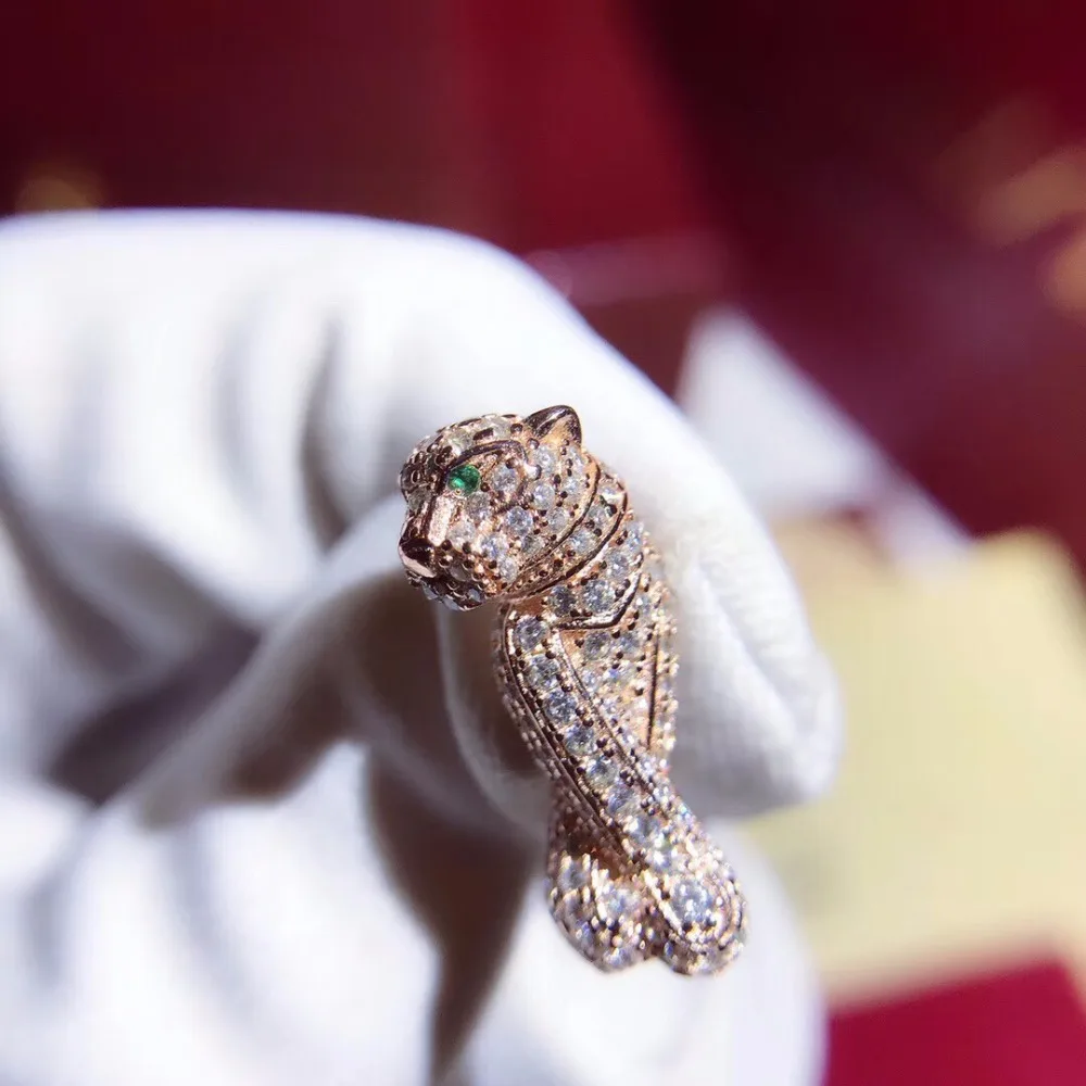 Новая мода 925 стерлингового серебра леопардовые серьги для женщин пантера серьги гвоздики розовое золото серебро роскошный бренд ювелирных изделий