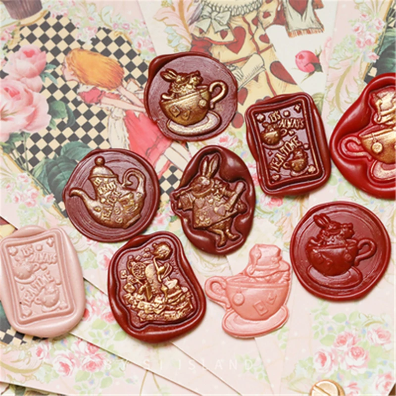 Teacup Cheshire печать Кот голова для кармана сделай сам часы Воск Печать головки штампы