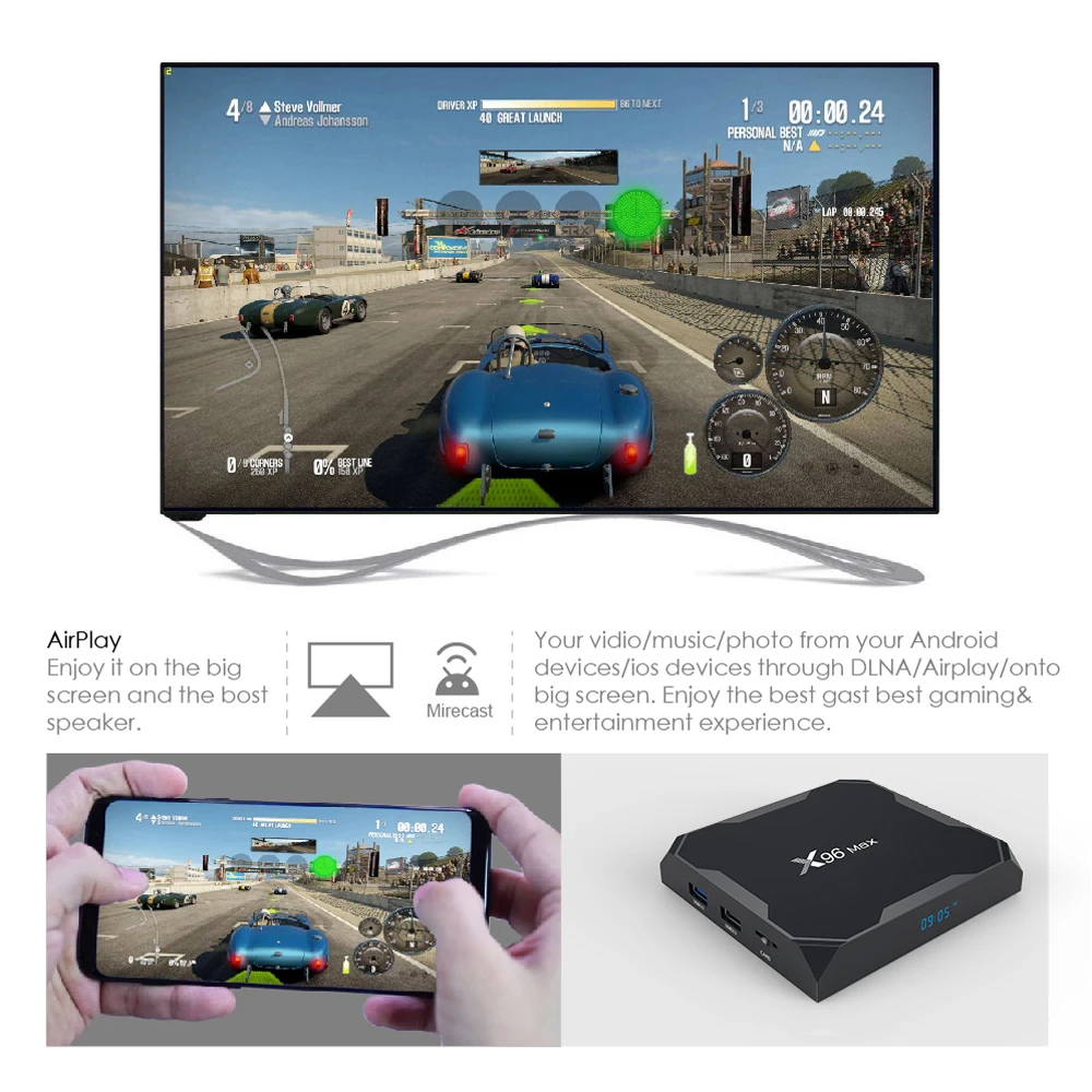 Smart tv Box X96 Max Android 9,0 4 Гб 64 Гб четырехъядерный процессор Amlogic 5,8 ГГц двойной Wifi 1000 м BT4.1 H.265 4 к 60 кадров в секунду медиаплеер X96MAX 32 Гб