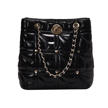 

191222 iVog New Arrival Everyday Ladies Crossbody Shoulder Handbag White Quilted Chain Fashion Bucket Bags for Women 2019