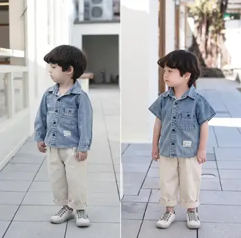 

2020 new boys girls denim shirt spring summer fashion kids top 1-6 years HJ750