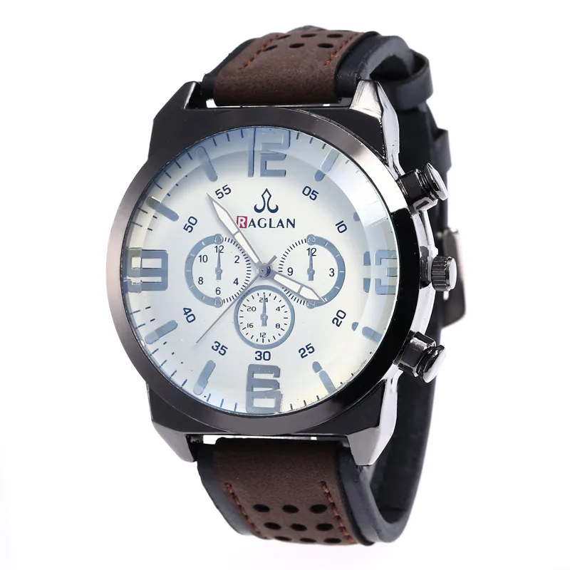 

A Hot Selling Raglan Fake Three-Eyed Four with Numbers Men Casual Blueray MEN'S Belt Watch