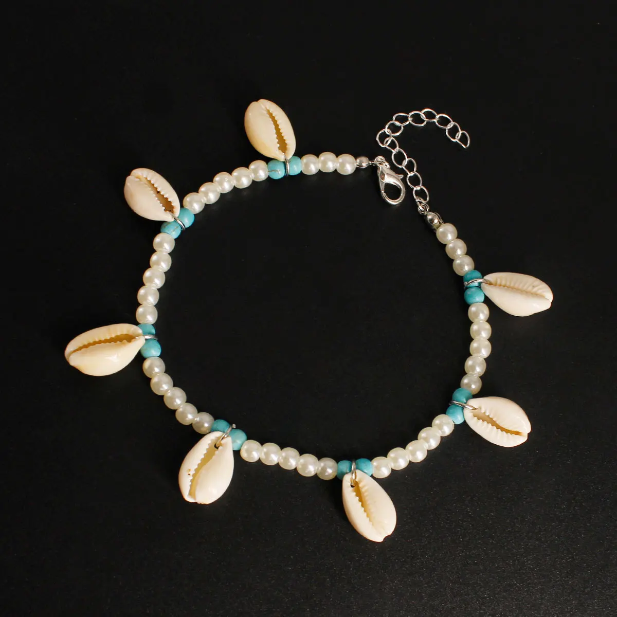 

Europe And America jiao shi pin Simple Natural Shell Beach Anklet Women's Fashion Pearl Turquoise Ankle Ring K213