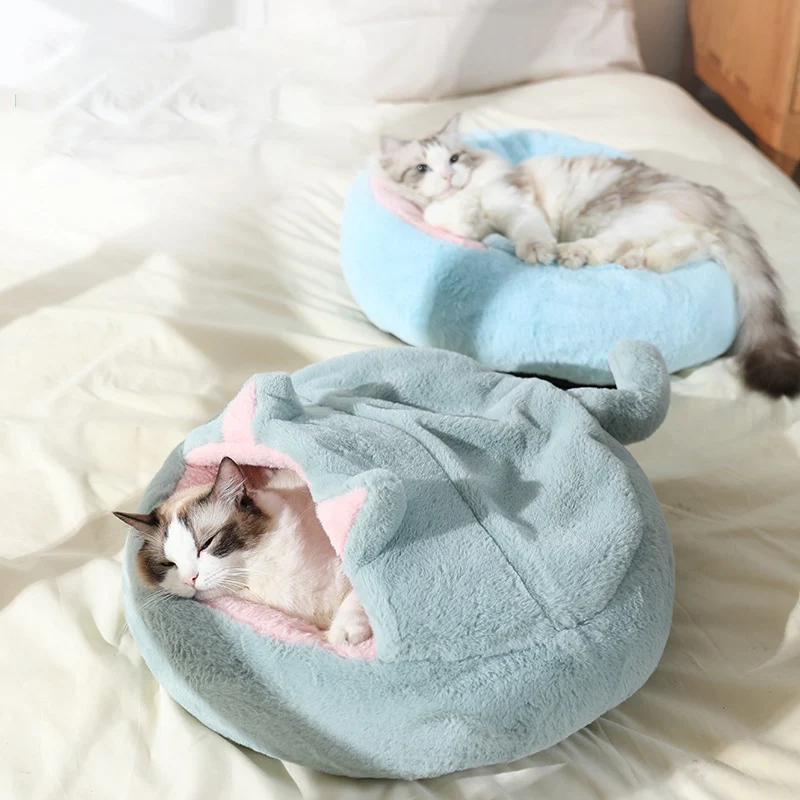 

New Pet Nest Four Seasons Winter Warm Cat Bed House Kennel Dog Bed Home Essential Pet Accessories Tent Dual-use Cushion Sleep