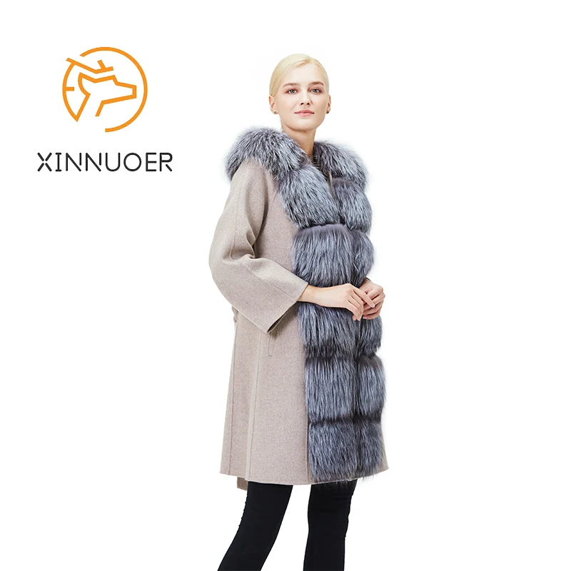 Ladies Cashmere Coat With Natural Fox Fur Autumn And Winter Fashion Luxury Charming Coat New Products In 2021 4