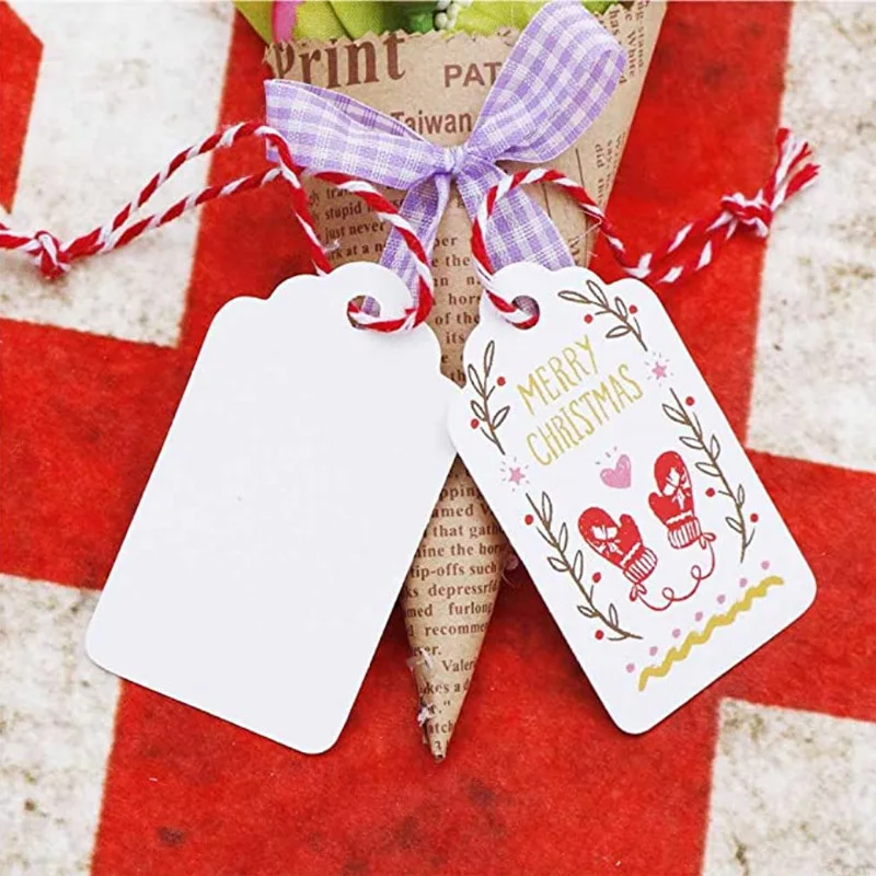 100pcs Kraft Paper Tags with Strings Handmade with Love Hang Tags Garment Tags for Candy/Gift/Cookies Display Packing Label Card