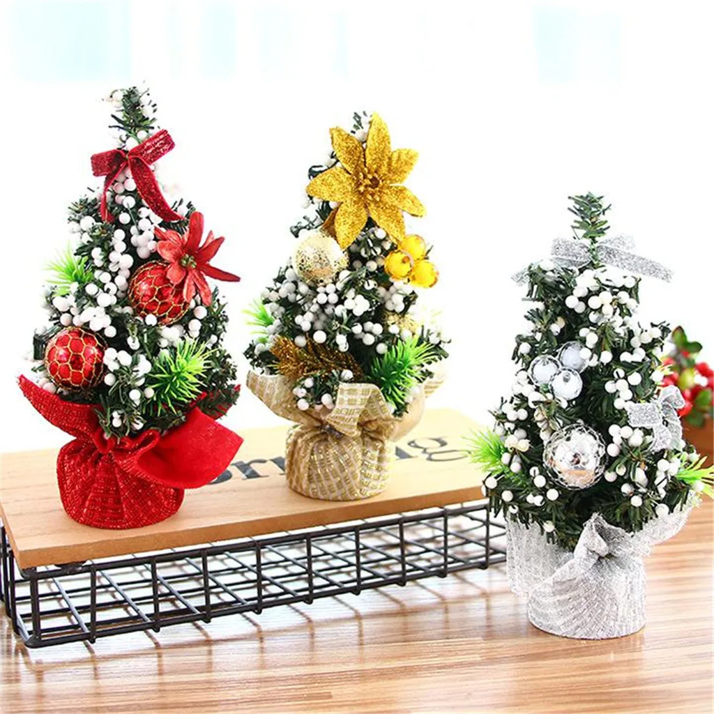 Mini Christmas Trees Xmas Decorations A Small Pine Tree Placed In The Desktop Christmas Festival Home Cute Ornaments 20cm#S