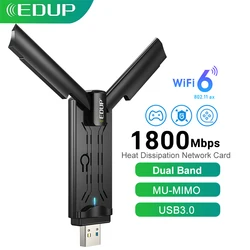 EDUP – adaptateur Wifi USB 1800, 2.4 mb/s, 802.11ax, MU MIMO GHz/5GHz, double bande, carte réseau pour ordinateur 