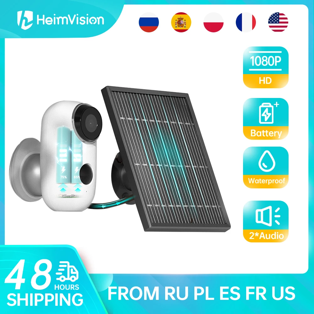 Heimvision IP Camera Wifi Wireless Solar Panel 1080P Night Vision Battery Rechargeable Waterproof Home Security Cam PIR Motion