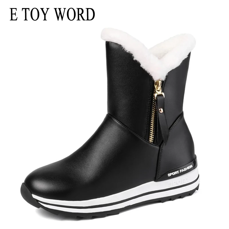 E TOY/новые модные зимние Утепленные водонепроницаемые Нескользящие теплые зимние сапоги женские короткие сапоги-трубы на меху Лыжная обувь