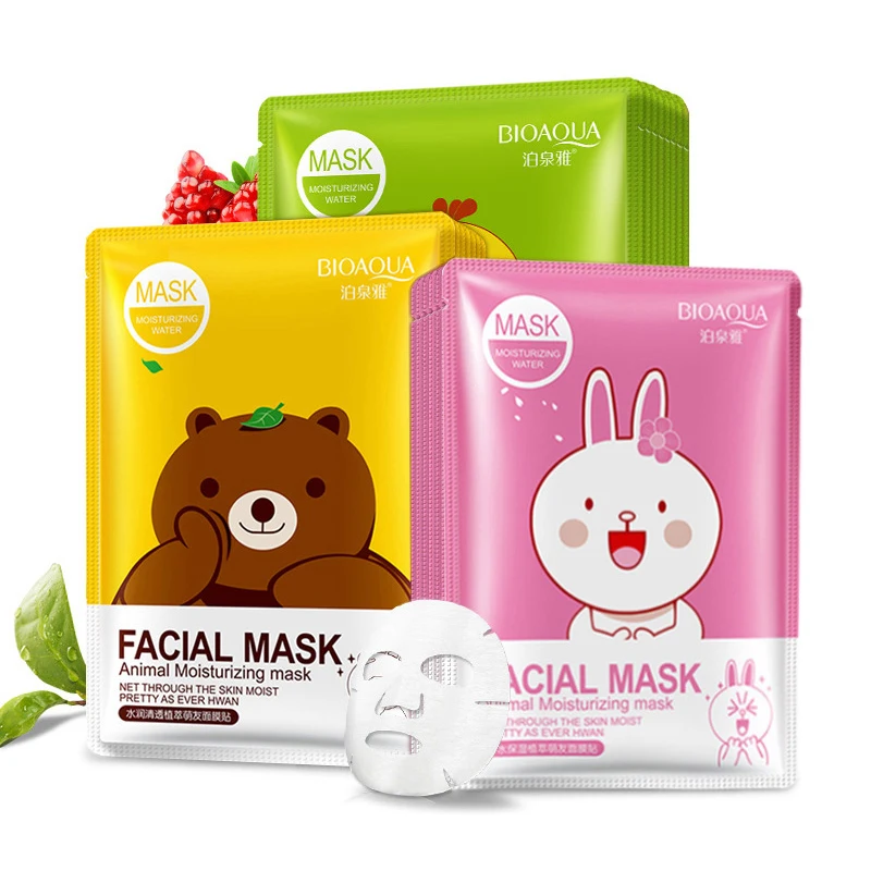 

BIOAQUA Face Mask Animal Facial Mask Deep Moisturizing Sheet Mask Oil Control Brighten Skin Mask for Woman Korean Cosmetics