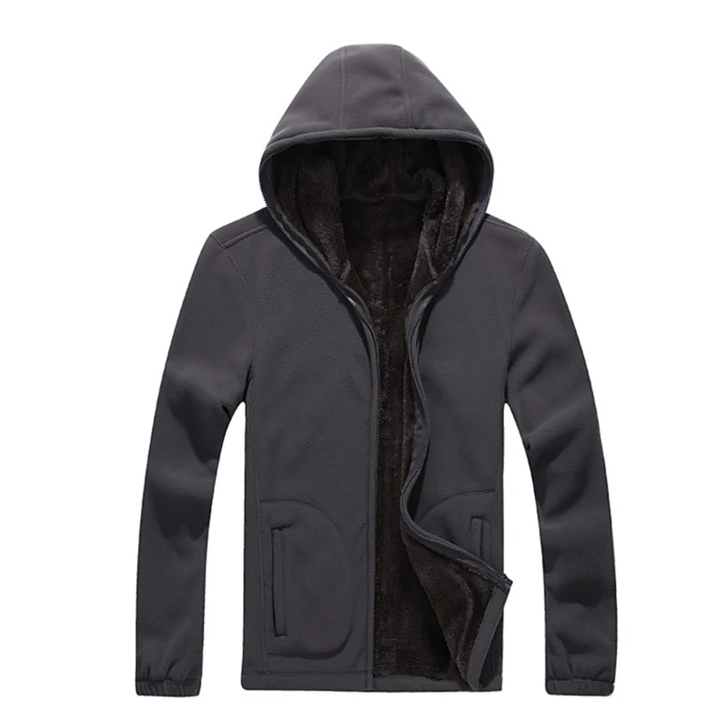 Зимние Для Мужчин's Soft Shell куртка в стиле милитари спортивной толстый Теплая парка плюс Размеры 8XL Повседневное с капюшоном теплый флис пальто - Цвет: Темно-серый