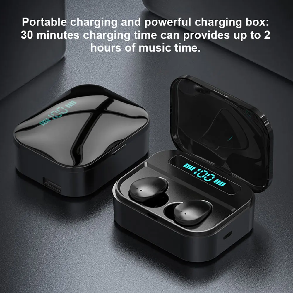 TWS 5.0 Bluetooth 9D Stereo Earphone Wireless Earphones IPX7 Waterproof Earphones 2200mAh LED Smart Power Bank Phone Holder