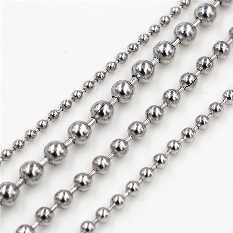 

5 Meters/Lot 1.5/2.0/2.4/3.0mm Beaded Ball Stainless Steel Bulk Ball Bead Chains For DIY Necklaces Jewelry Making Accessories