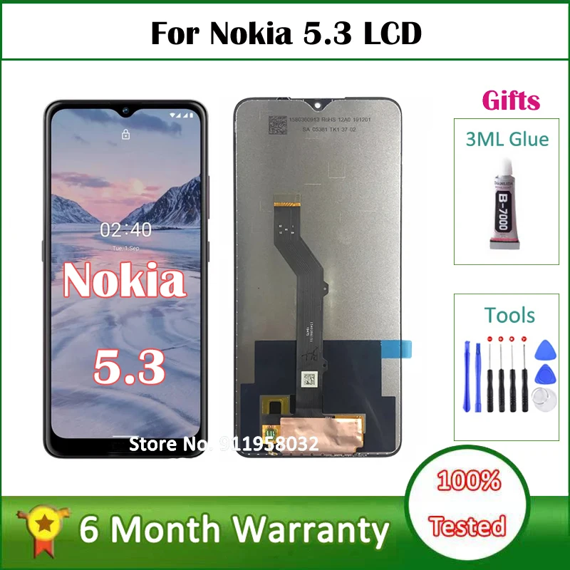 

6.55" Original Display For Nokia 5.3 LCD Display Touch Screen Replacment TA-1234 TA-1227 TA-1229 TA-1223 For Nokia 5.3 Screen