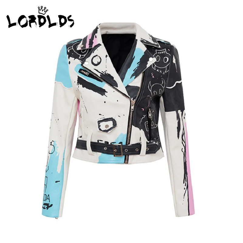 

LORDLDS Short Leather Jacket Women Punk Style Biker Jackets Winter coats Outwear Streetwear Clothing