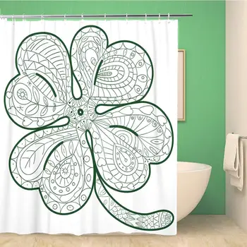 

Bathroom Shower Curtain Adult Coloring Page Cute Clover for Anti Stress Colouring 60x72 inches Waterproof Bath Curtain Set with