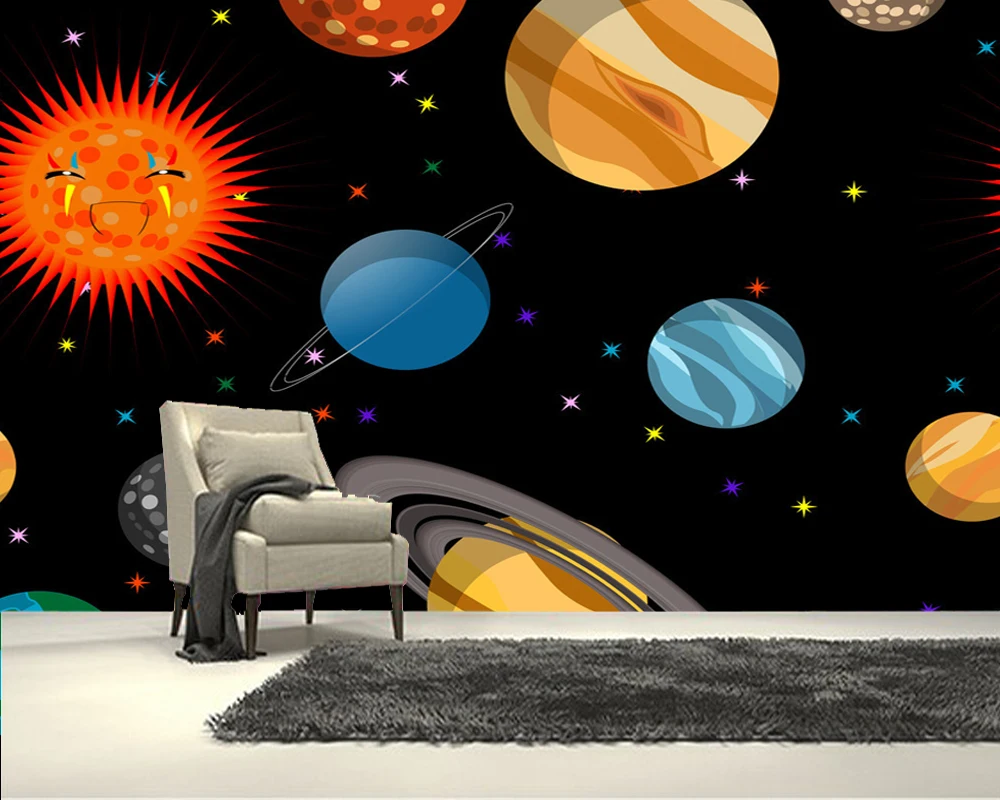 

Custom papel de parede infantil,Cosmic planet mural for living room bedroom sofa background decoration wallpaper