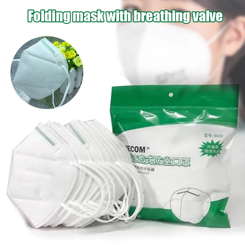 

Folding Mouth Face Mask Filtration Cotton Mouth Masks Anti-Dust Masks with Breathing Valves 10Pcs/set FDC99