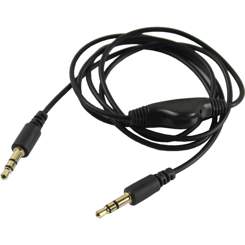 

AMS-2Pcs 3.5mm M/M Stereo Headphone Audio Extension Cable Cord With Volume Control Black