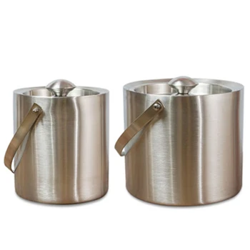 

LBER Double Wall Insulated Stainless Steel Ice Bucket Wine Champagne Whisky with Lid and Portable Handle
