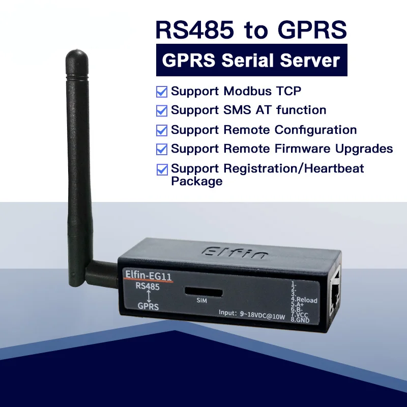 Последовательный порт сервера RS485 к GPRS Modbus TCP 2G DTU Беспроводная связь Прозрачная