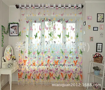 

Pastoral style butterfly screen door curtains are brightly colored suitable for bedroom study curtains