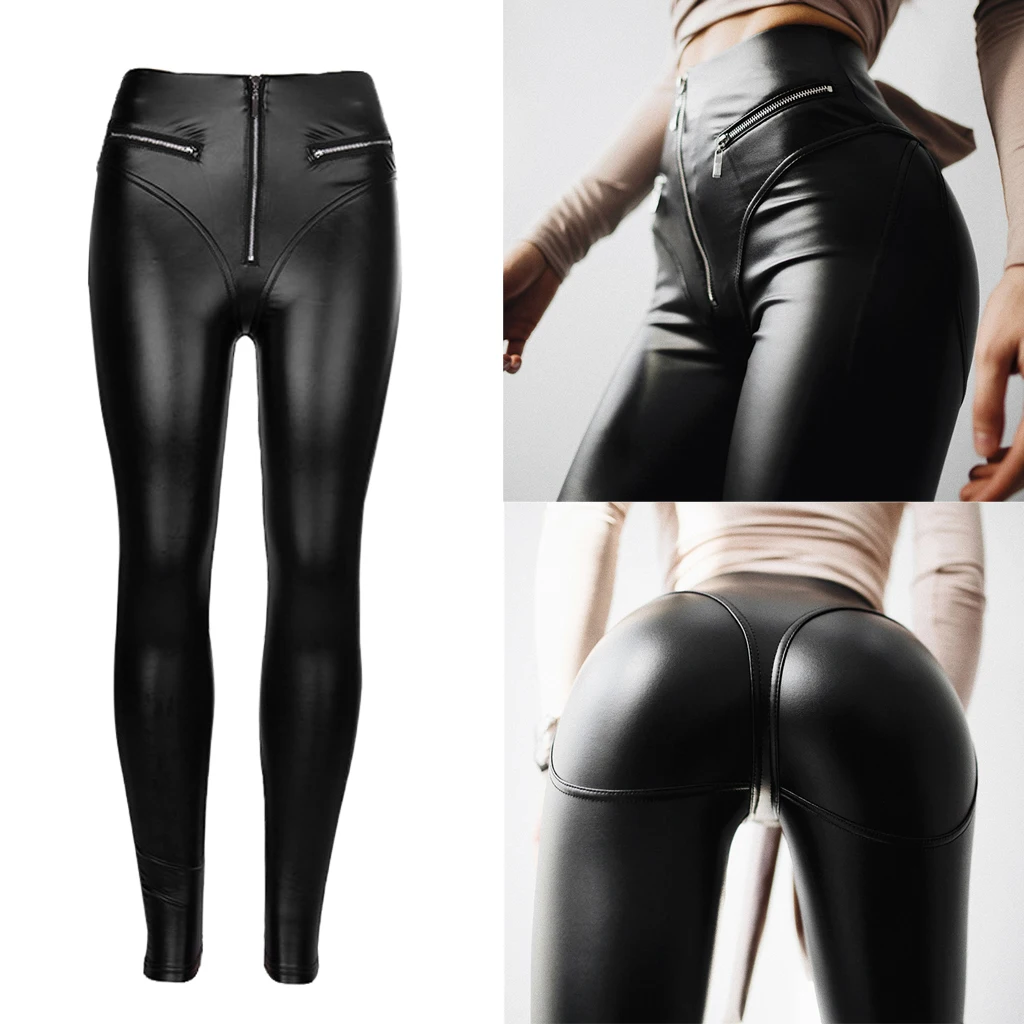 Collection Womens Sexy Tight Fit Faux Leather High Waisted Leggings
