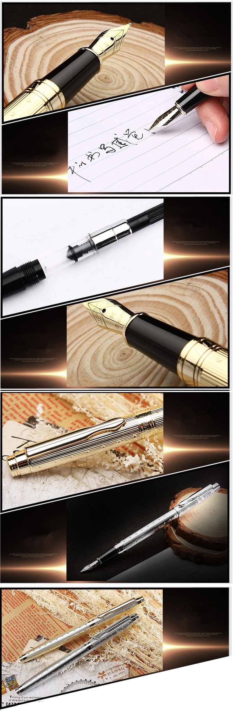 Высокое качество Stylo plume чернила с перьевой ручкой перьевая ручка Золотой зажим Роскошные Канцтовары Penna stilografica Caneta tinteiro 03819