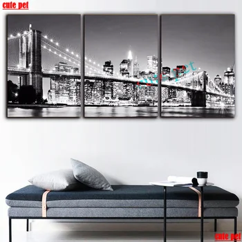 

5d Diamond Painting Manhattan Bridge New York CrossStitch Diamond embroidery diy full square mosaic rhinestone puzzle Decor 3PCS