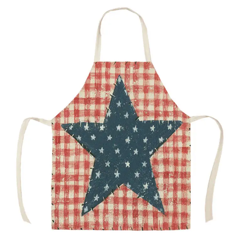 American Flag Aprons Kitchen Apron Women Creative Flag Cotton Linen Bibs Household Cleaning Pinafore Home Cooking Aprons WQD365