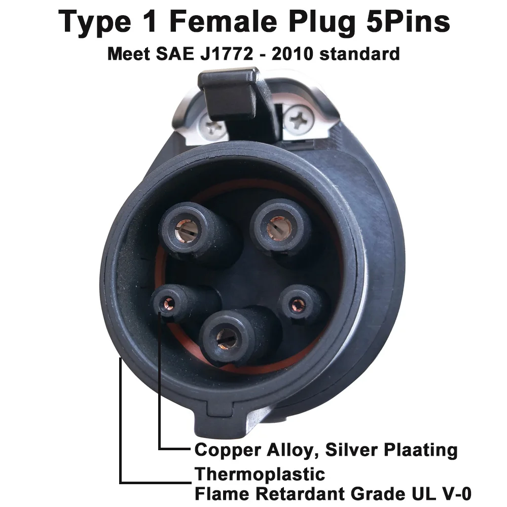 32A Single Phase Electric Vehicle Car EV Charger SAE J1772 Socket Type 1 To Type 2 EV Car Adapter C