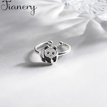 

JIANERY Bohemian 925 Sterling Silver Panda Rings For Women Men Engagement Rings Girls Party Gifts Anillos 2019