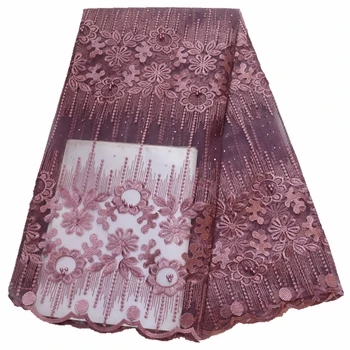 

2020 High Quality Latest With Stones Nigerian Lace Fabric African Lace Fabric women dress 2019 Cord Tulle French Laces Fabrics