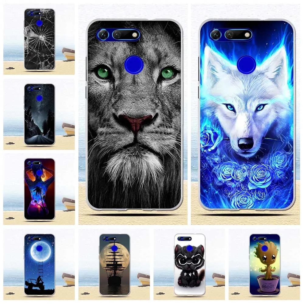 Soft Capa For Honor View 20 V20 Phone Cases Cute Cats Painted Case Fundas Huawei Protective Back Bag |