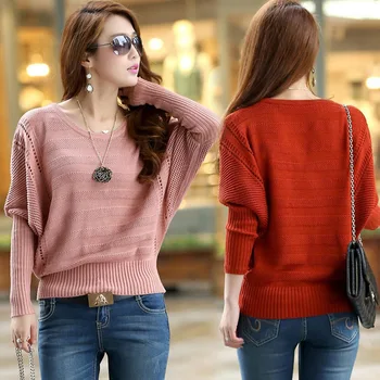 

2020 New Arrival Poncho Sueter Women Sweaters Spring Cutout Loose Plus Outerwear Solid Color Bat Pullovers Female New Sleeve