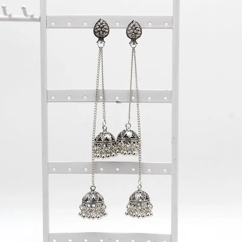 

Indian Vintage Bollywood Gypsy Oxidized Silver Traditional Jhumka Jhumki Earring DXAA