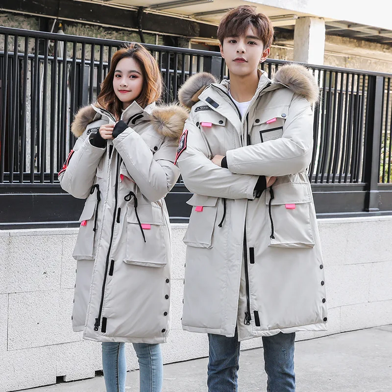 

Photo Shoot down Jacket Cotton-padded Clothes Women's Couples Large Fur Collar 2019 Winter New Style Workwear Coat Cotton-padded