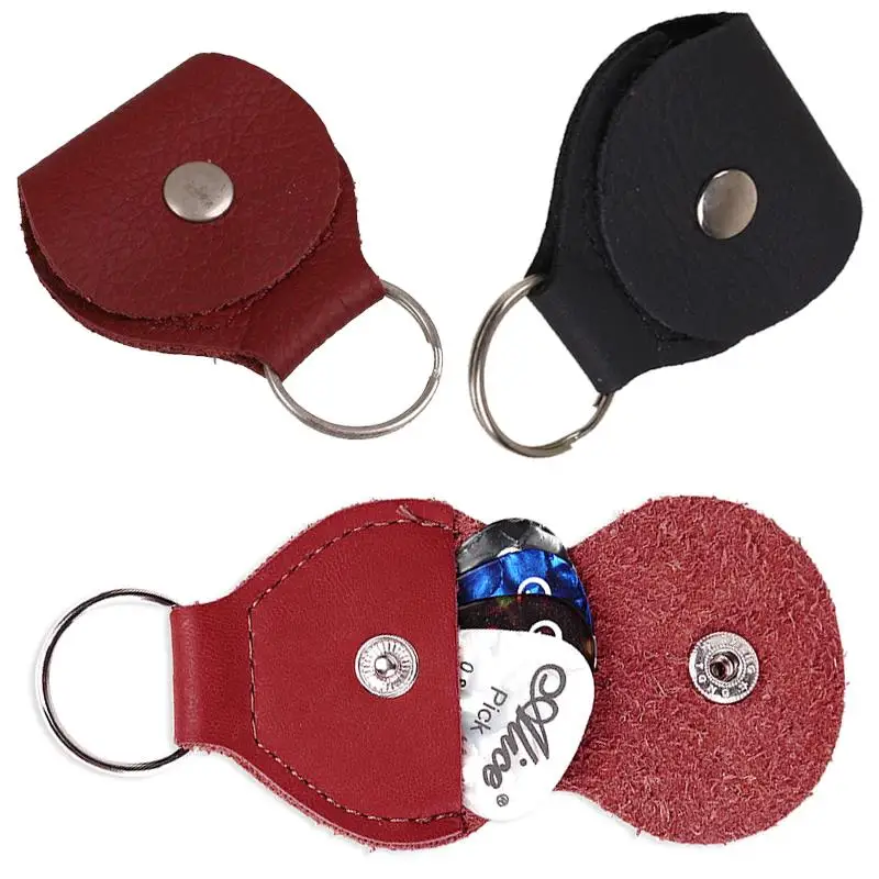 

Guitar Pick Plectrum Leather Keyring Keychain Holder Case Storage Bag Pouch