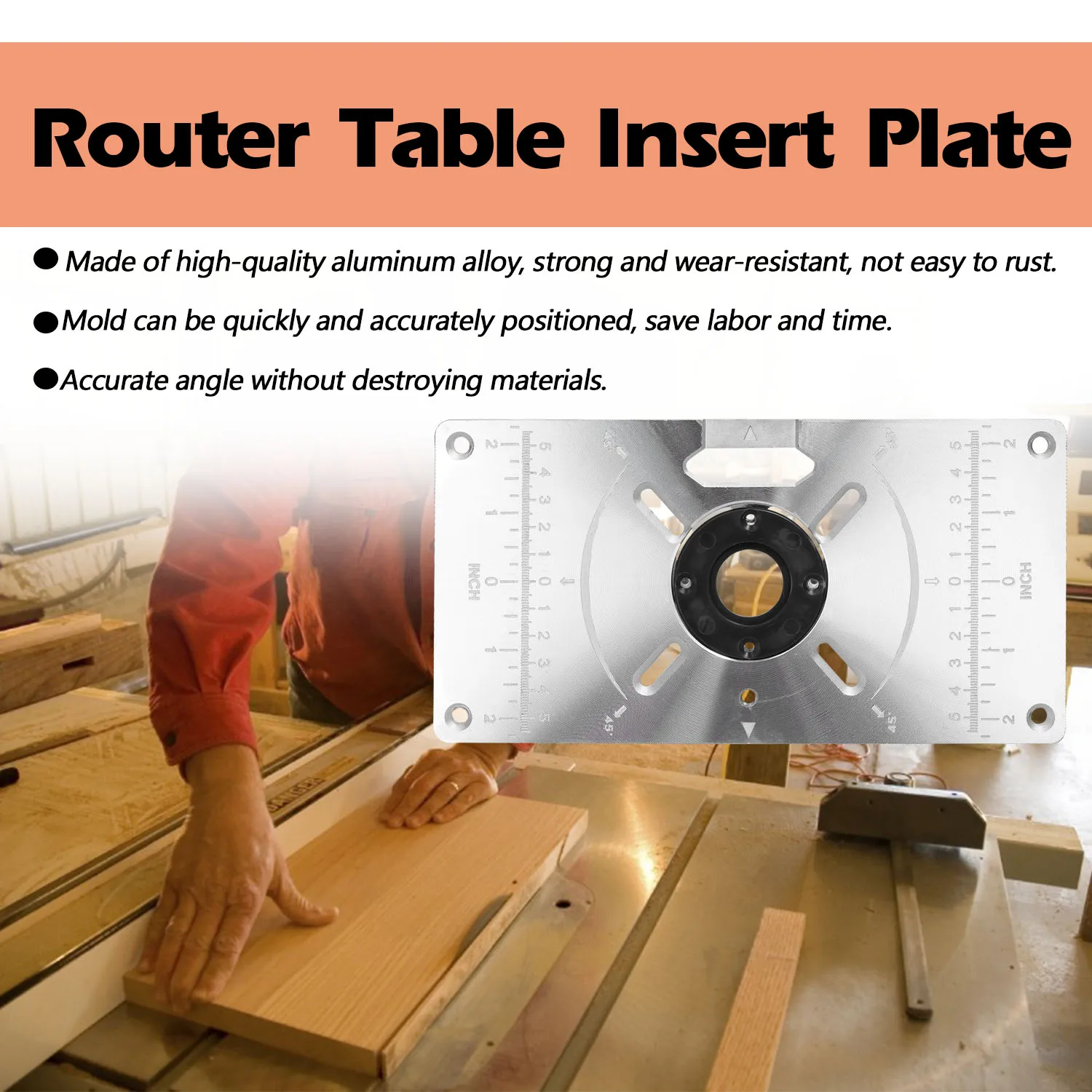 harbor freight woodworking bench Router Table Insert Plate Aluminum Trimming Machine Engraving Flip Board with 4 Rings for Woodworking wood routers for sale