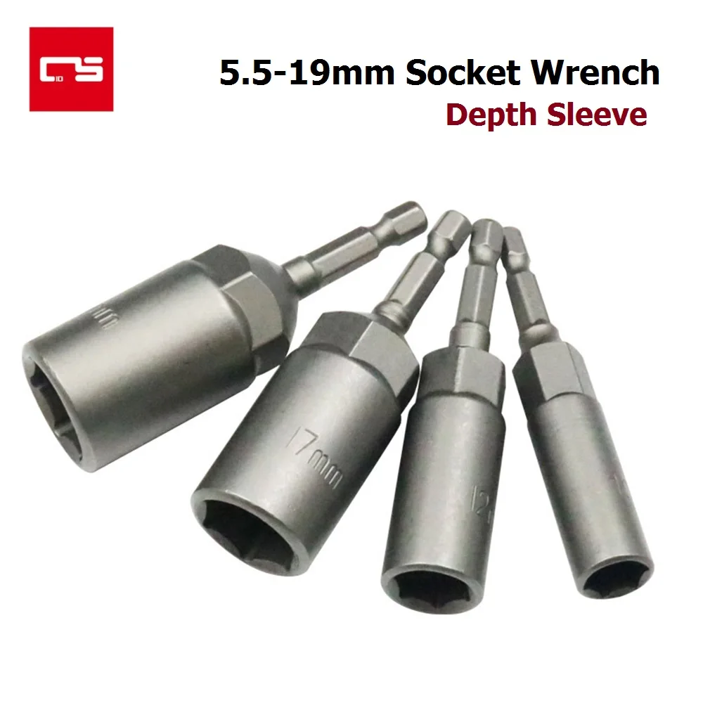 Socket Wrench 5.5-19mm 1/4'' Shank Hex Sleeve Nozzles Screw Nut Driver Tool Set Adapter Drill Bit Screwdriver Reparing Tool