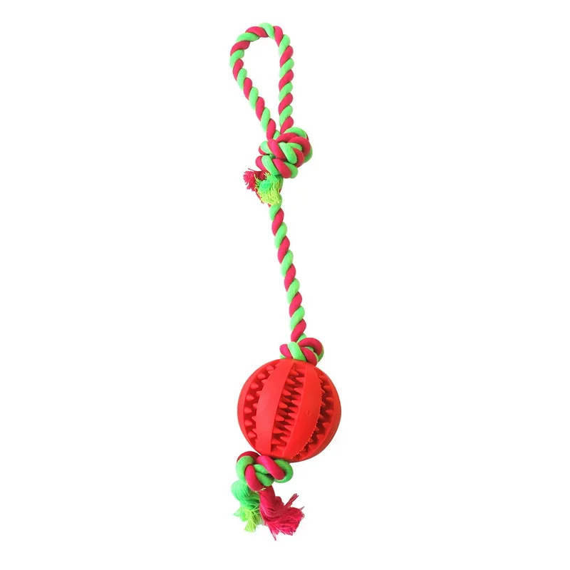 red Интерактивные игрушки для домашних животных, Жевательные Шарики для домашних животных, мяч для маленьких, средних и больших собак, веревка для собак, игрушка для щенков, жевательные игрушки для прорезывания зубов - Цвет: red
