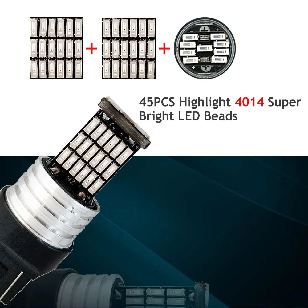 2 шт. T20 светодиодный W21 5 Вт 7443 светодиодный лампочка красный 45SMD 4014 авто задний фонарь заднего хода лампа автомобильный указатель поворота 12 В