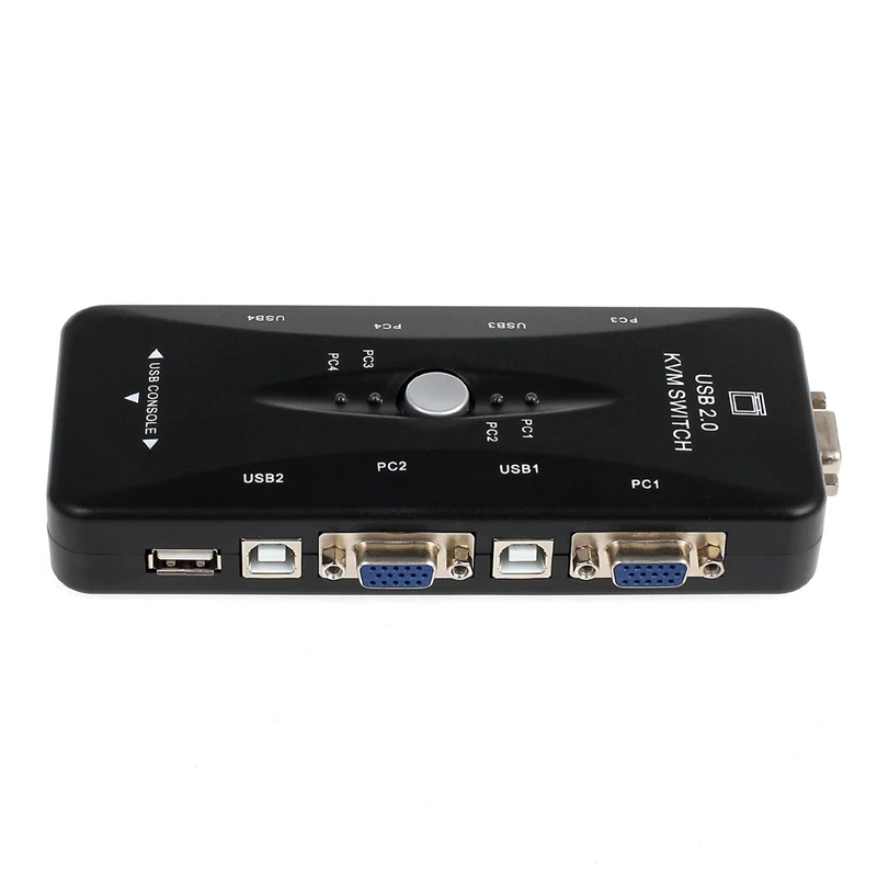 4 порта USB 2,0 KVM переключатель коробка+ 4 KVM Кабели клавиатура Монитор VGA SVGA ПК ноутбук