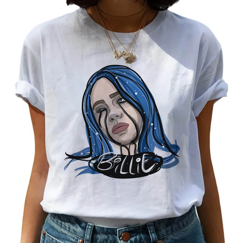 Billie Eilish Bad Guy Harajuku футболки для женщин Ullzang Забавные футболки с героями мультфильмов 90s Графические футболки модные хип-хоп футболки женские - Цвет: 8649