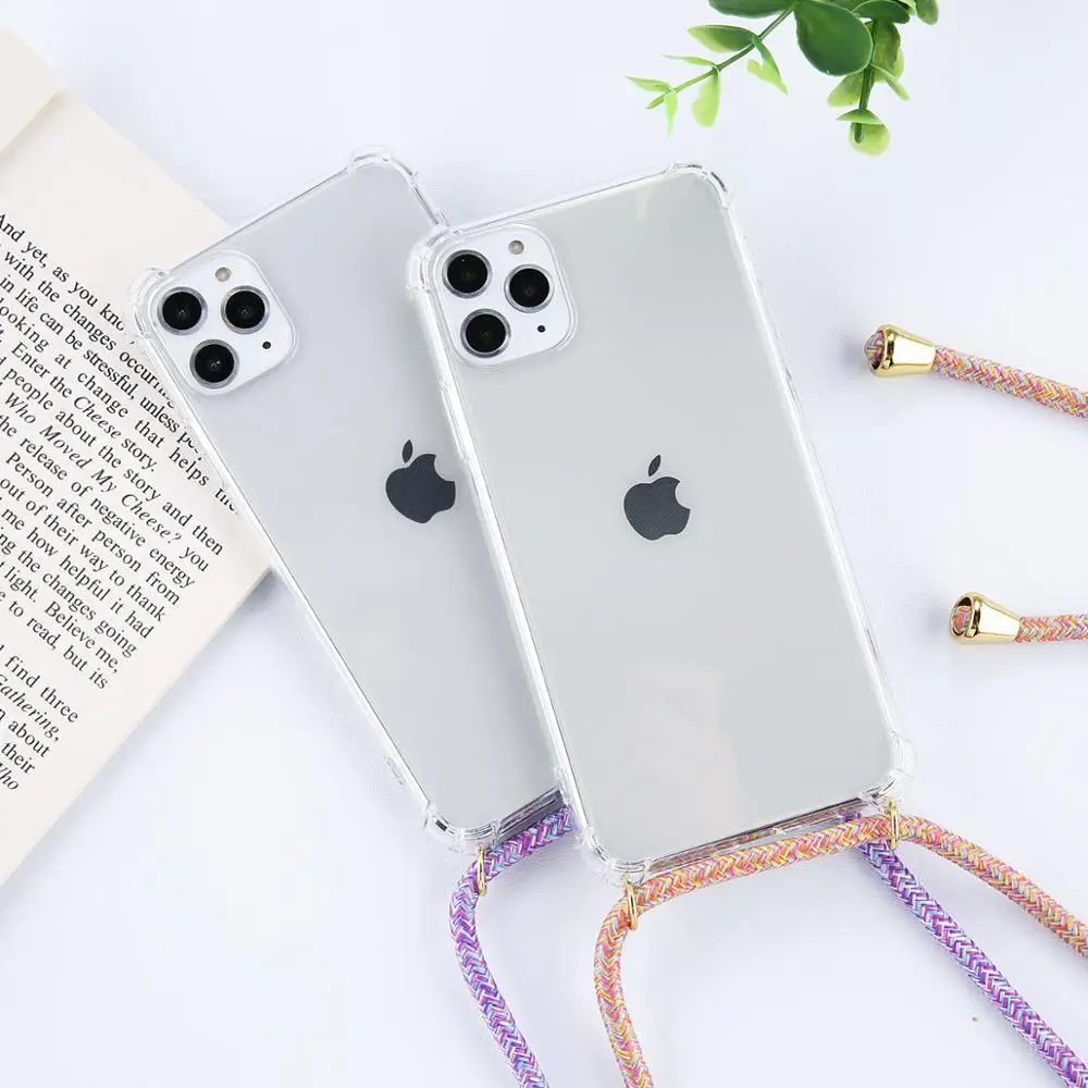 Модный мягкий чехол из ТПУ с ремешком через плечо для iphone 12 11 pro max X XS 6 6S 7 8 Plus