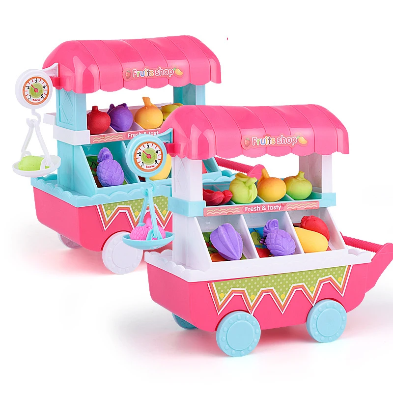 

Pretend Play Mini Shopping Cart Toy Simulation Ice Cream Cart Set Candy Cart Toys for Children Birthday Gift for Kids
