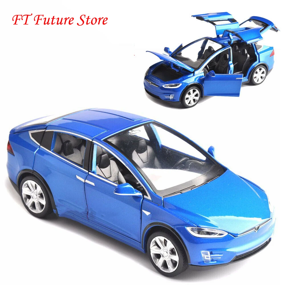 Коллекционные красный/черный/белый/голубой цвет 1/32 Tesla модель X 90 моделей