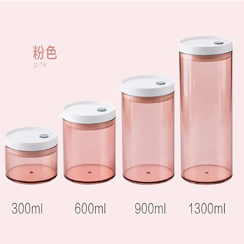 Sealed can storage box food storage jar plastic bottle grain dried goods transparent snack with lid plastic container - Цвет: 4pcs