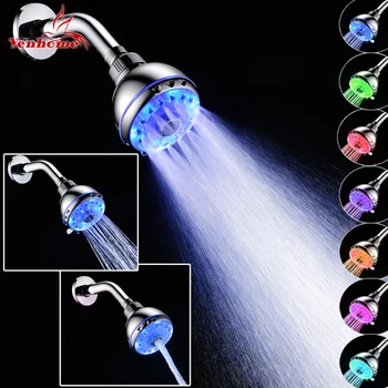 

LED Temperature Control Small High Pressure Shower Head Romantic Water Saving Sprayers Round Light Pure Rain Bathroom Sprinklers